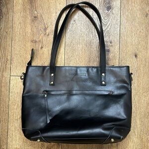Montana Hudson Harper Leather Zip Tote in Black